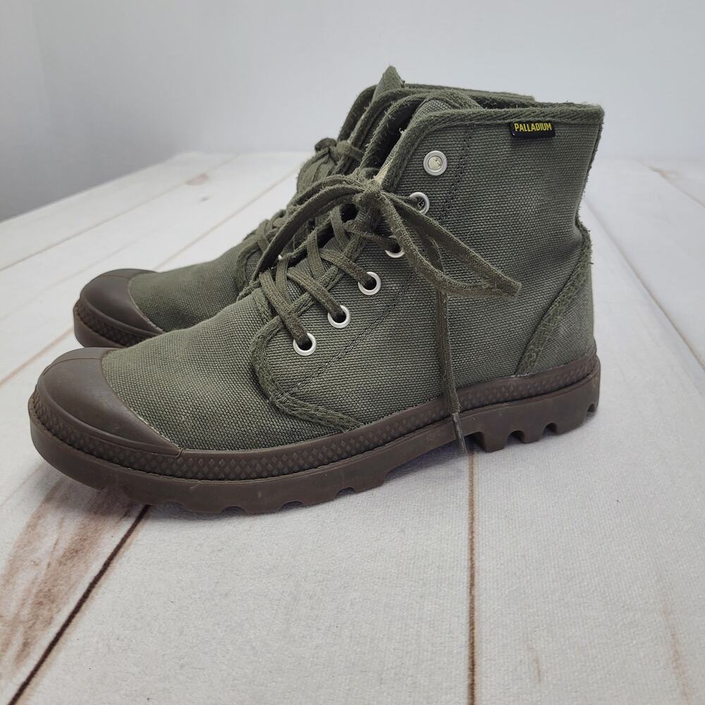 Palladium Pampa hi green canvas rubber boots army grunge